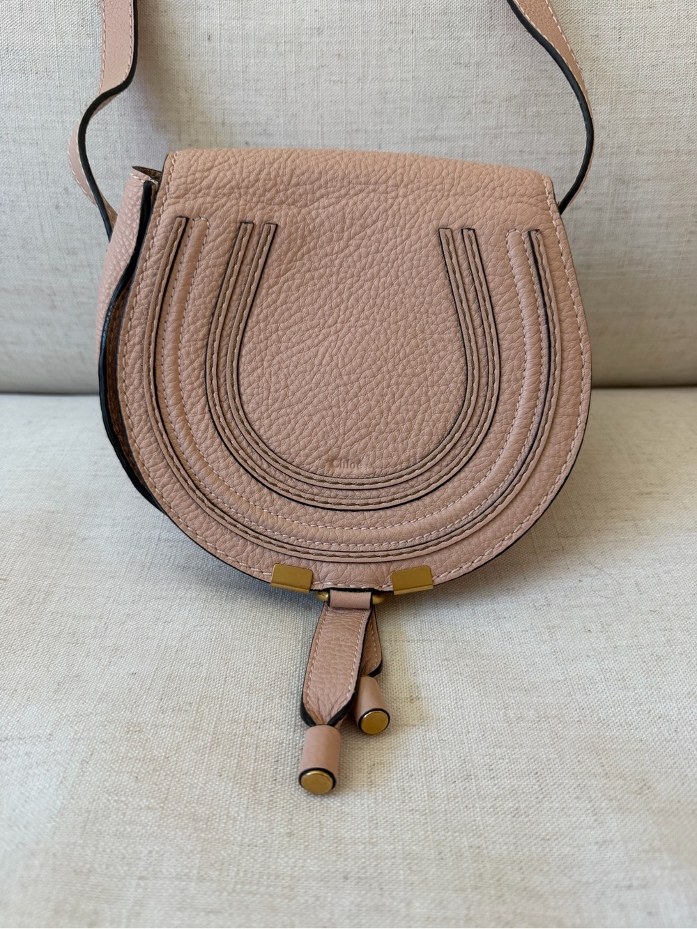 Chloe Marcie Small Pebbled Leather Crossbody Bag - Dusty Pink